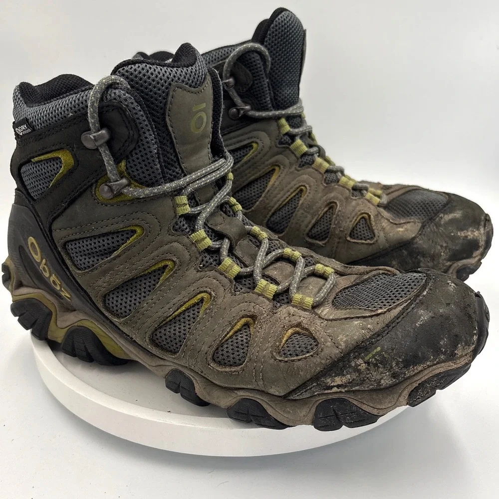 Oboz Sawtooth II Mid B-DRY Waterproof Hiking Boots Mens 12 Shadow Woodbine Green
